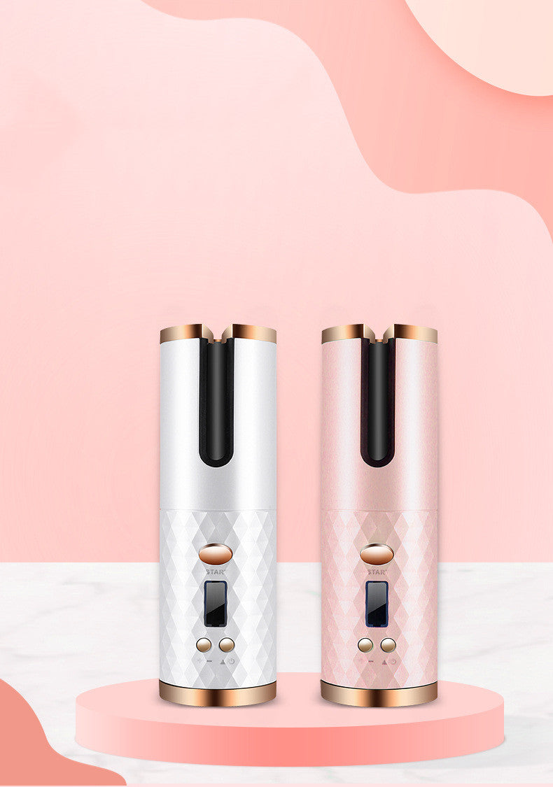 Rizador de pelo inalámbrico para ondas y rizos Pantalla LCD portátil 6 configuraciones de calor y temporizadores Rizador automático inalámbrico para viajes y uso doméstico.