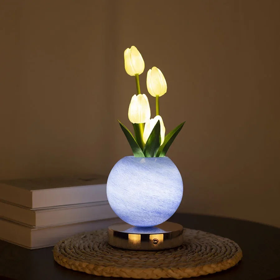 Lámpara nocturna LED de tulipanes recargable por USB