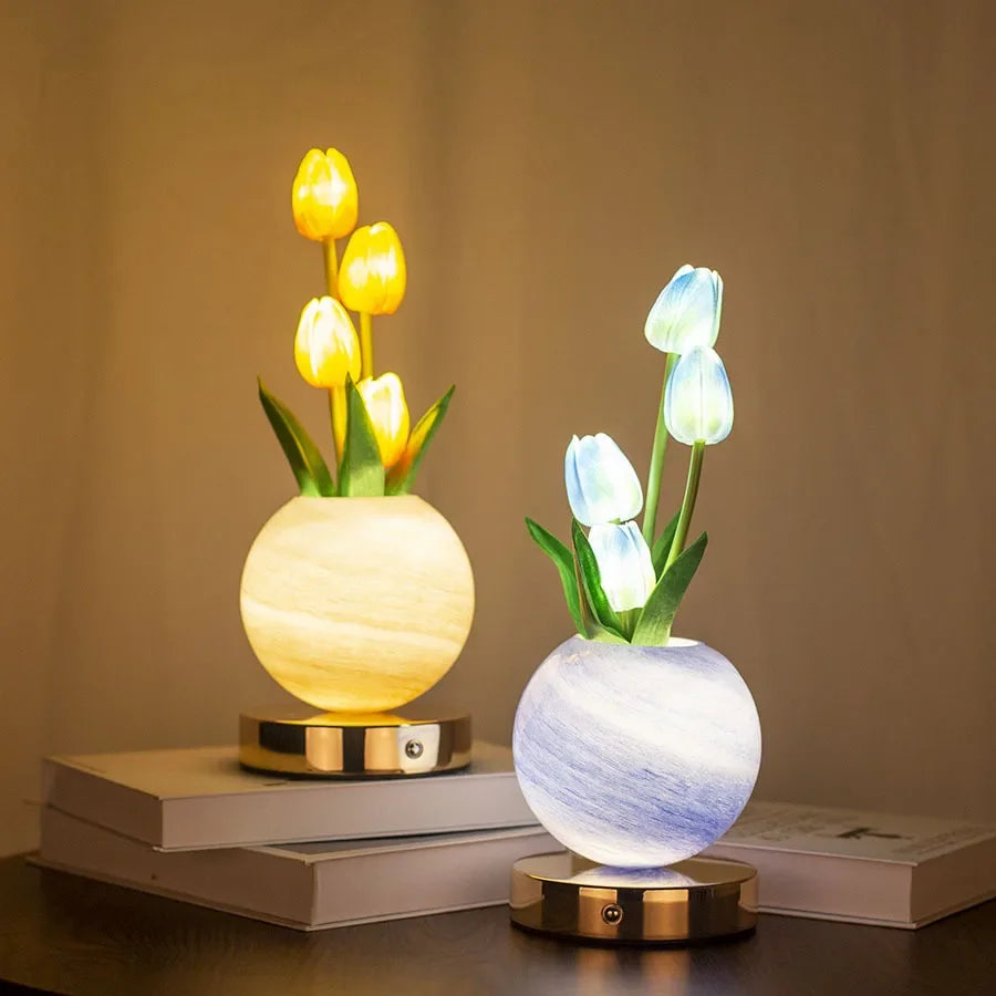 Lámpara nocturna LED de tulipanes recargable por USB
