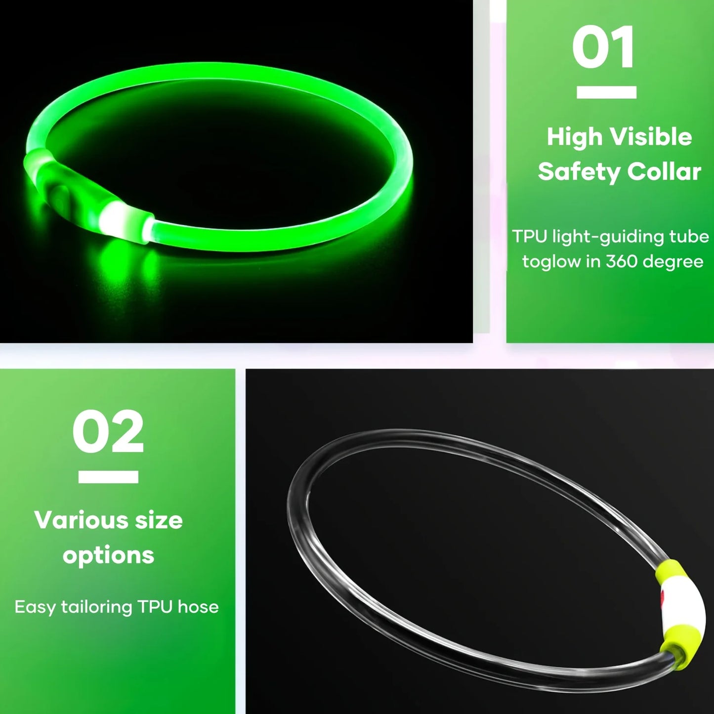 Collar LED Luminoso para Perros Recargable USB | Anti-Pérdida Nocturno