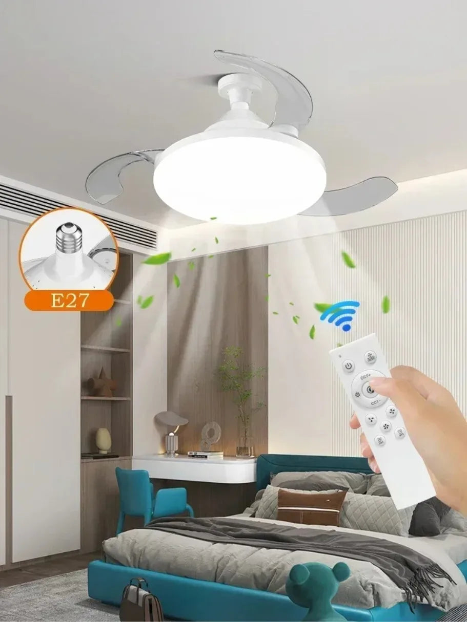 Ventilador de Techo Invisible con Luz LED y Mando a Distancia – Casquillo E27