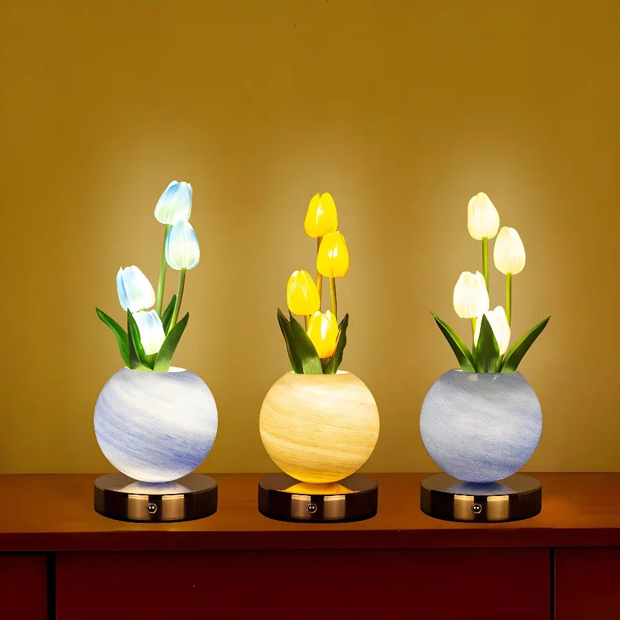 Lámpara nocturna LED de tulipanes recargable por USB