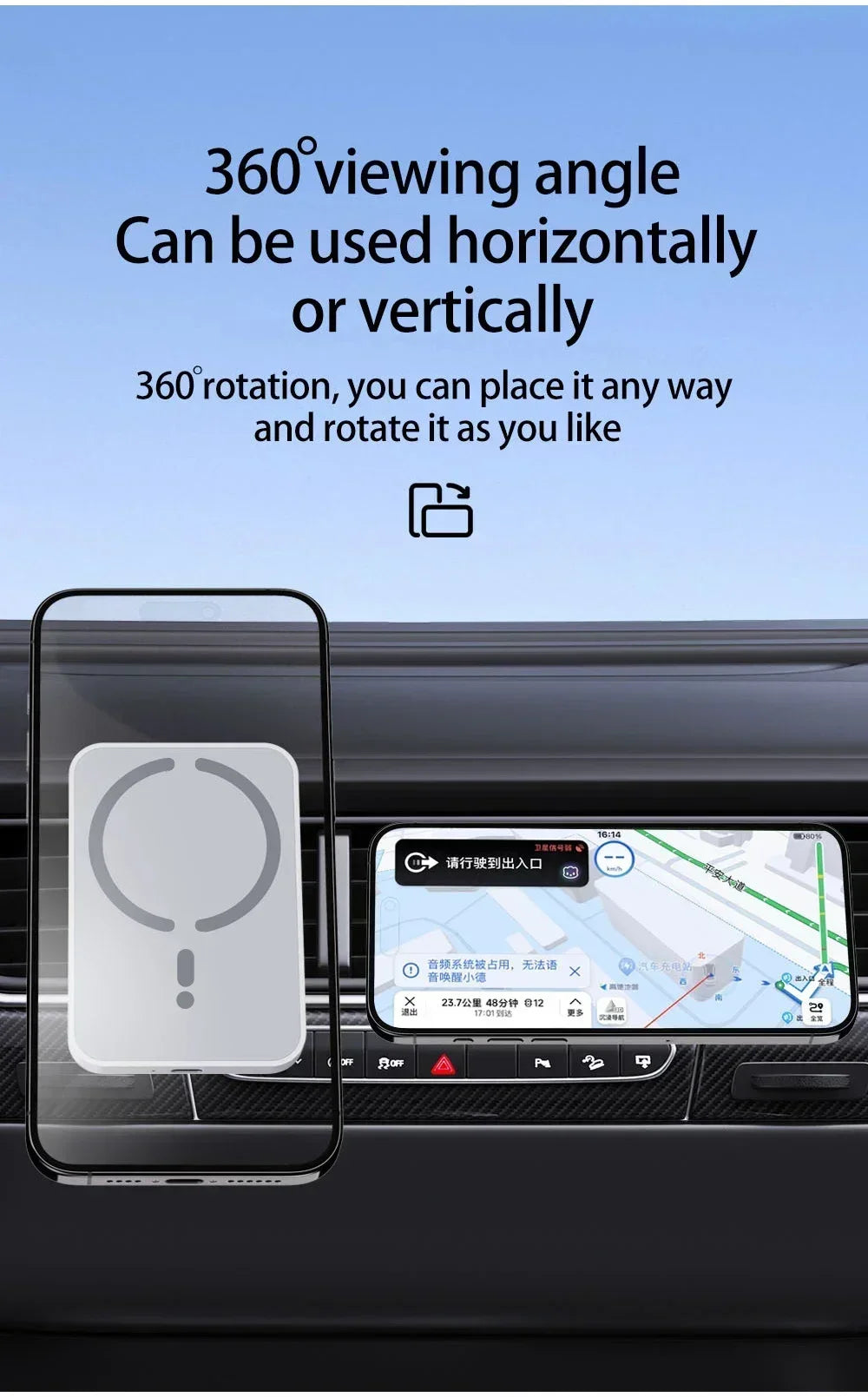 Soporte Magnético de Móvil para Coche con Carga Inalámbrica — Compatible MagSafe iPhone 12 a 17