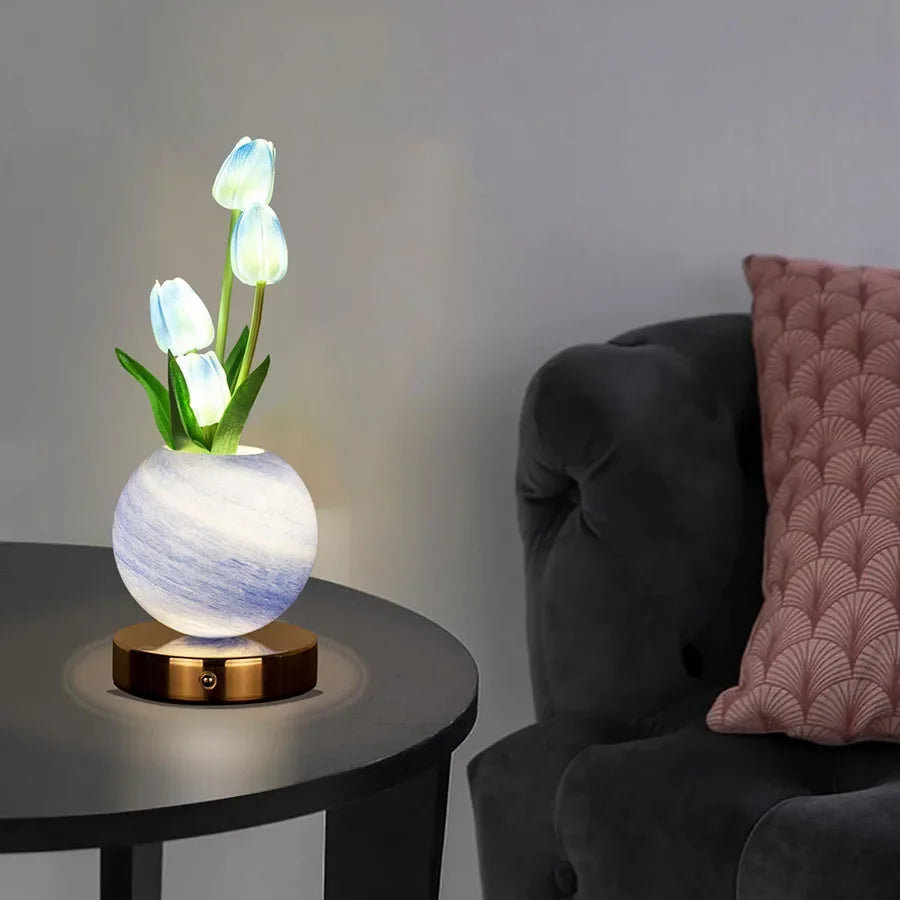 Lámpara nocturna LED de tulipanes recargable por USB