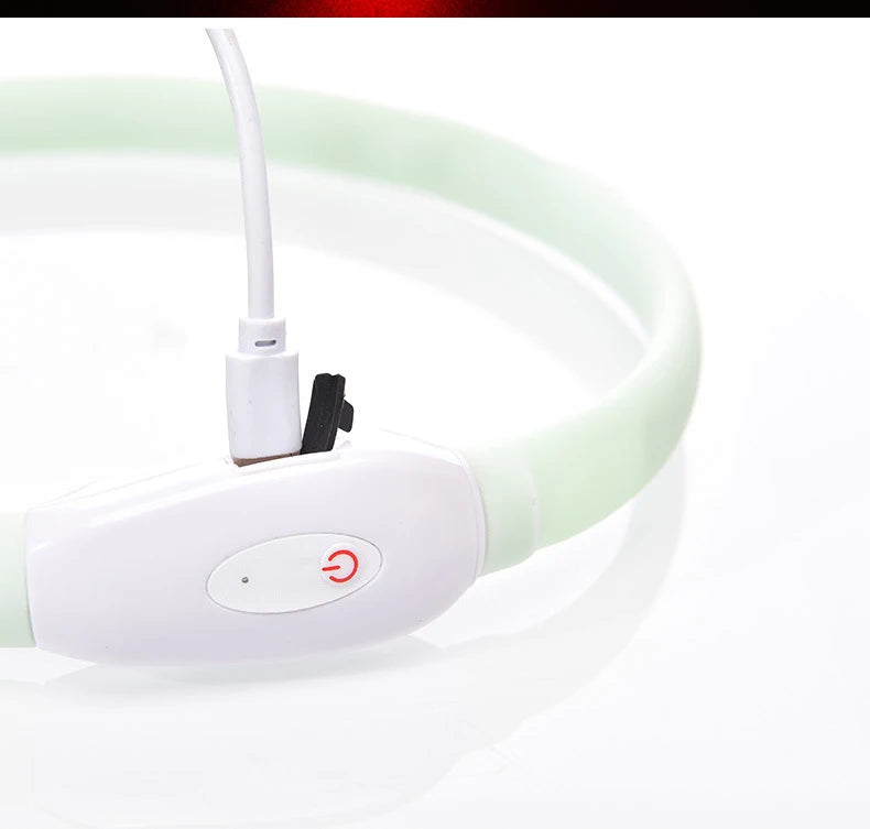 Collar LED Brillante para Perros Recargable USB | 9 Modos de Destello Silicona Ajustable
