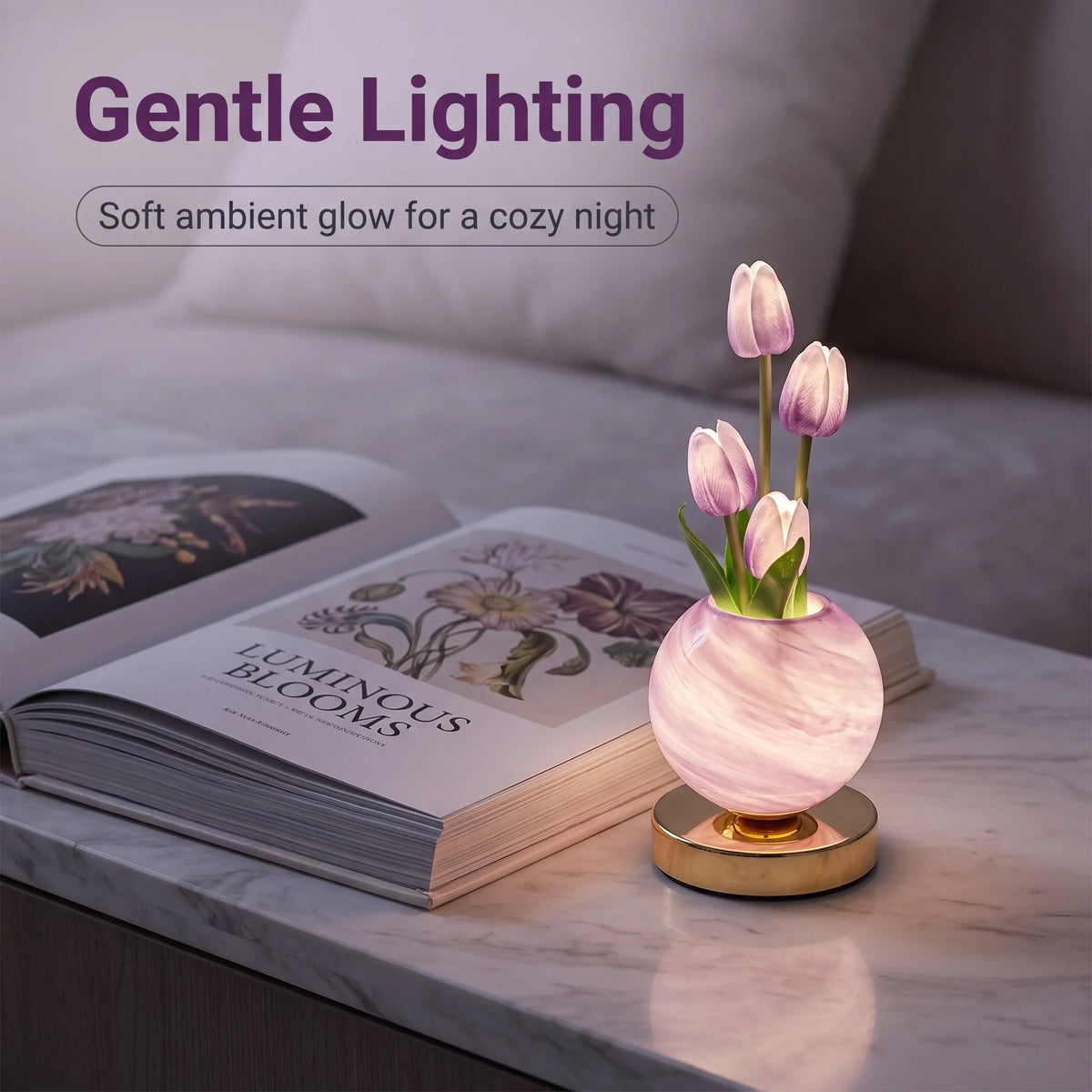 Lámpara nocturna LED de tulipanes recargable por USB