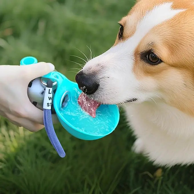 Botella de Agua para Perro con Tazón de Silicona Extraíble | Acero Inoxidable 285ml Antigoteo
