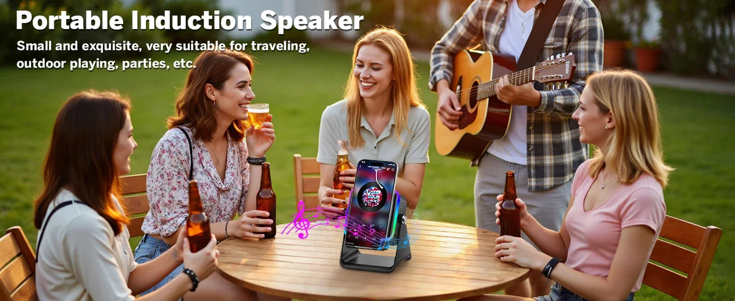 Altavoz Bluetooth Portátil con Soporte para Móvil y Luz RGB | Batería 5000 mAh