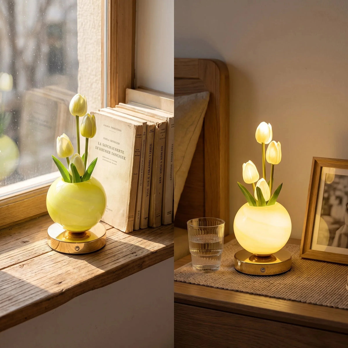 Lámpara nocturna LED de tulipanes recargable por USB
