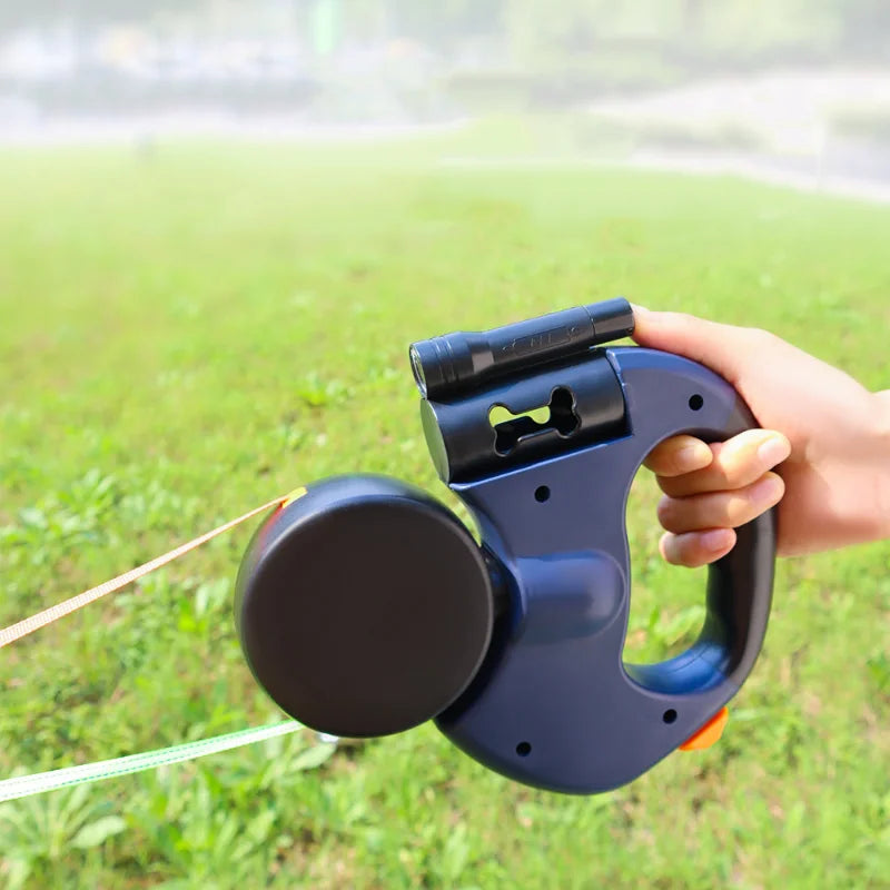 Correa Retráctil Doble para Perros 3m | Linterna LED + Dispensador de Bolsas | Rotación 360°