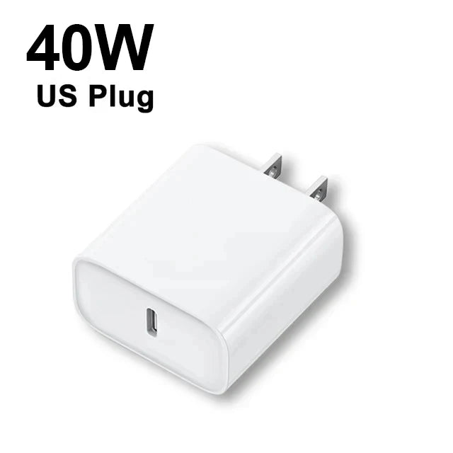 Cargador Rápido PD 40W GaN con Cable Trenzado USB-C | Para iPhone y Android