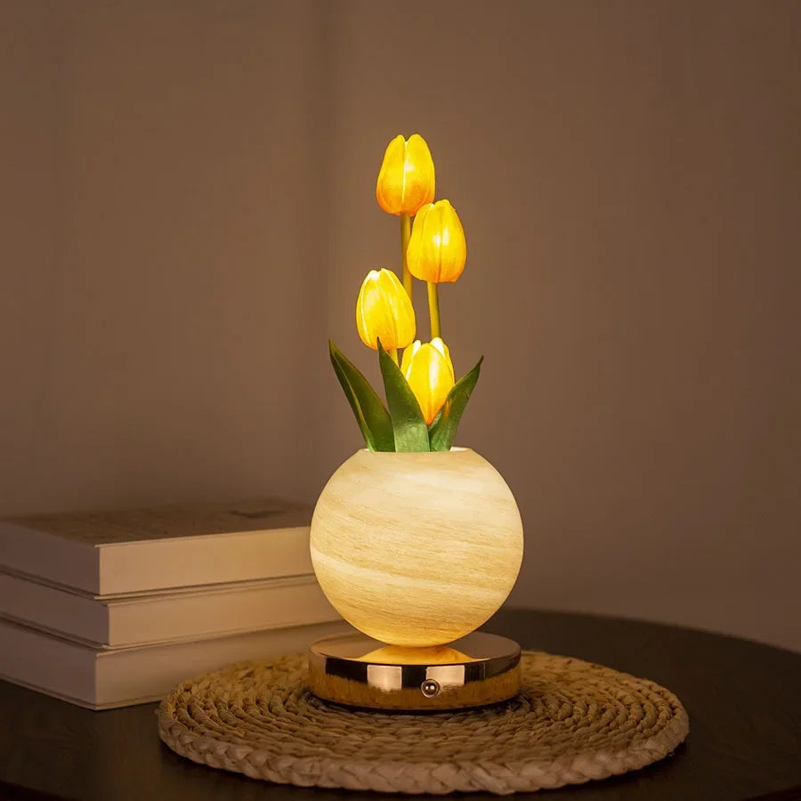 Lámpara nocturna LED de tulipanes recargable por USB