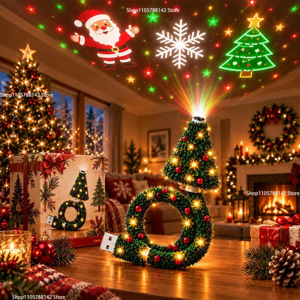 Proyector de luz nocturna con árbol de Navidad