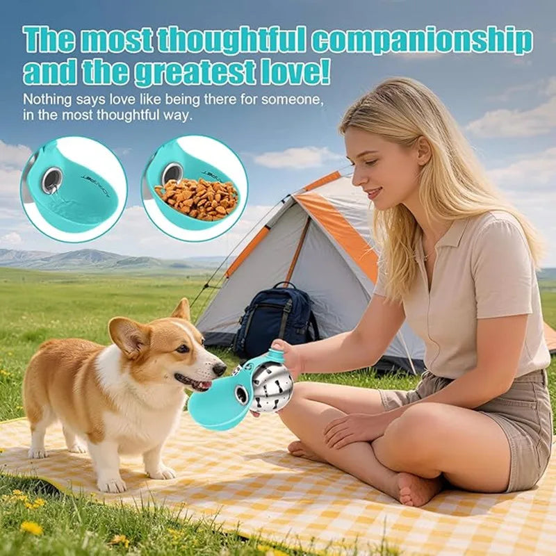 Botella de Agua para Perro con Tazón de Silicona Extraíble | Acero Inoxidable 285ml Antigoteo