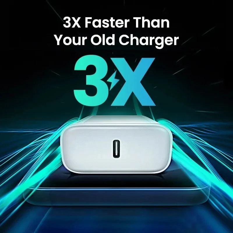 Cargador Rápido PD 40W GaN con Cable Trenzado USB-C | Para iPhone y Android