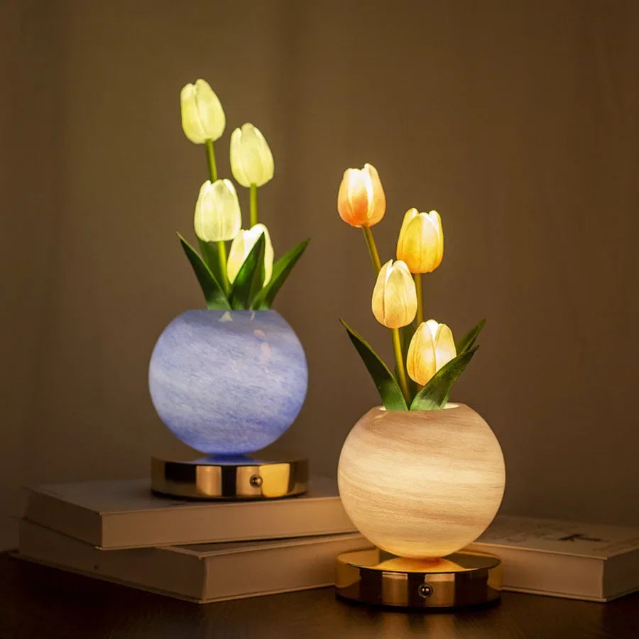 Lámpara nocturna LED de tulipanes recargable por USB