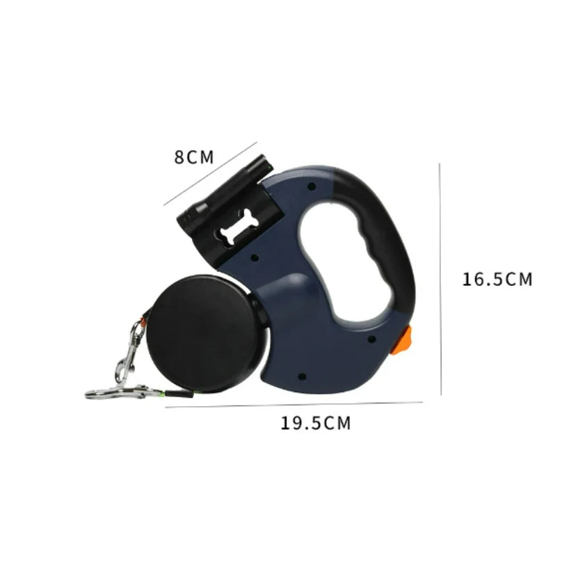 Correa Retráctil Doble para Perros 3m | Linterna LED + Dispensador de Bolsas | Rotación 360°