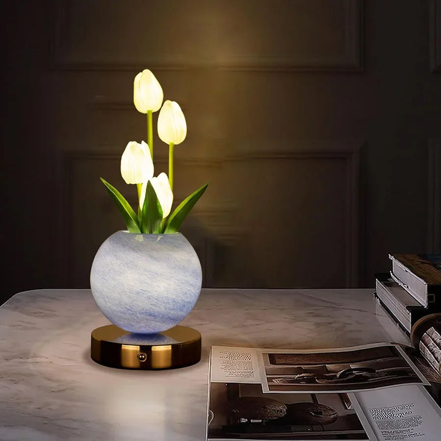 Lámpara nocturna LED de tulipanes recargable por USB