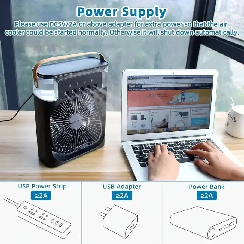 Aire Acondicionado Portátil con Humidificador y Ventilador 3 Velocidades