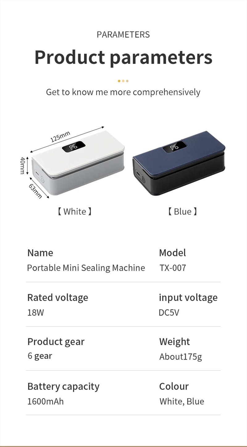 Sellador de Bolsas Mini Portátil