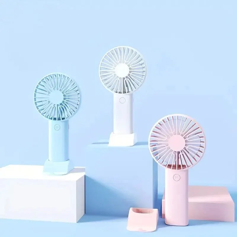 Mini Ventilador USB de Mano con Soporte para Móvil | Portátil 3 Velocidades