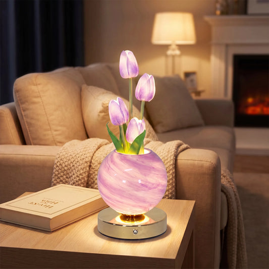Lámpara nocturna LED de tulipanes recargable por USB