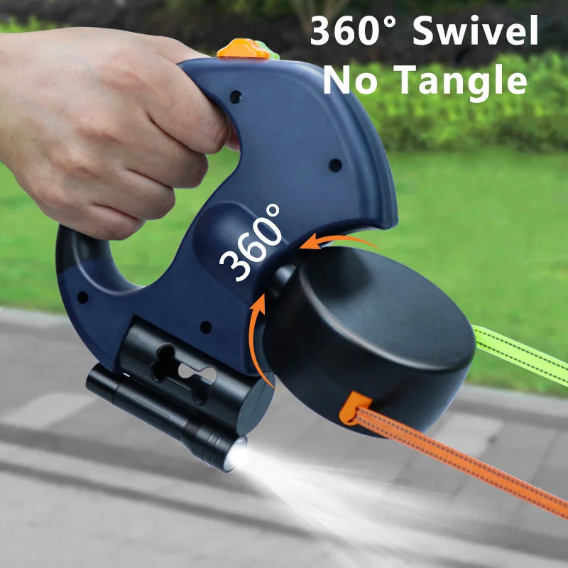 Correa Retráctil Doble para Perros 3m | Linterna LED + Dispensador de Bolsas | Rotación 360°