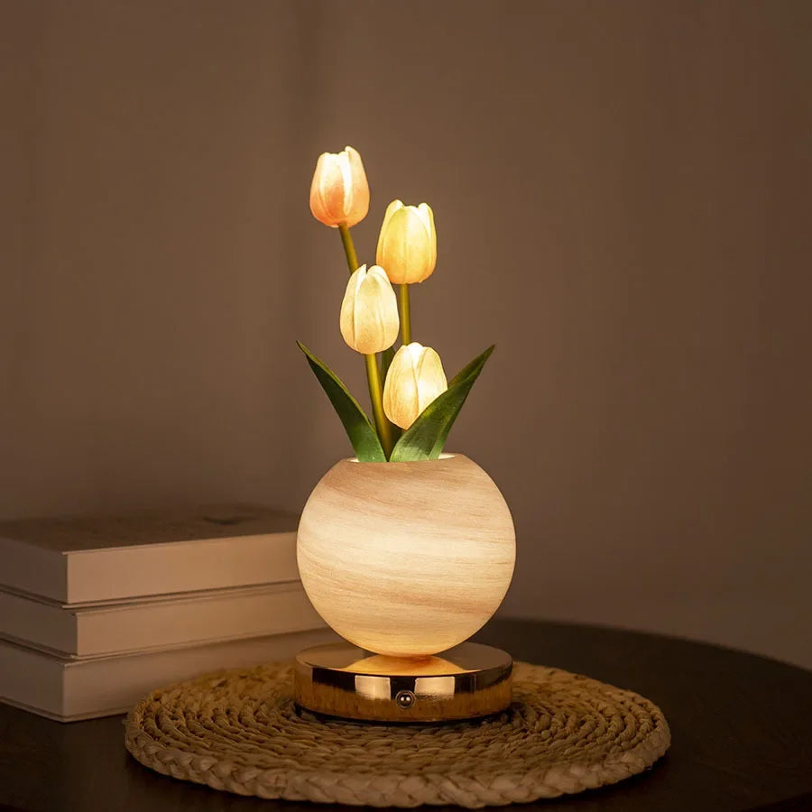 Lámpara nocturna LED de tulipanes recargable por USB