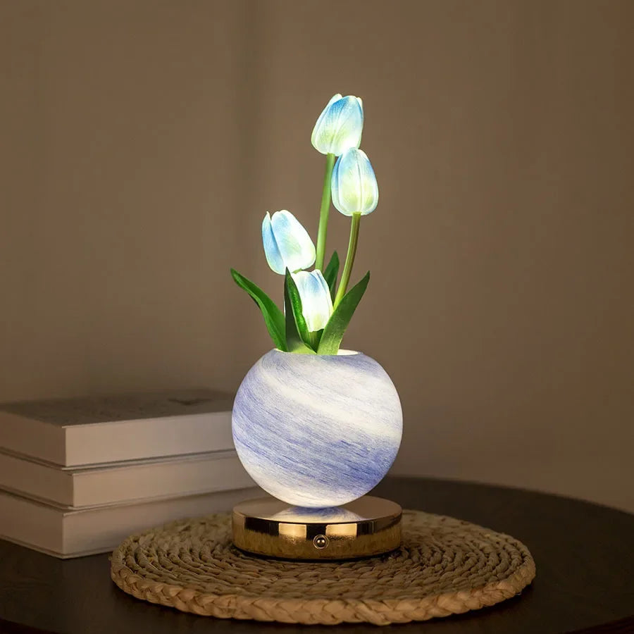 Lámpara nocturna LED de tulipanes recargable por USB