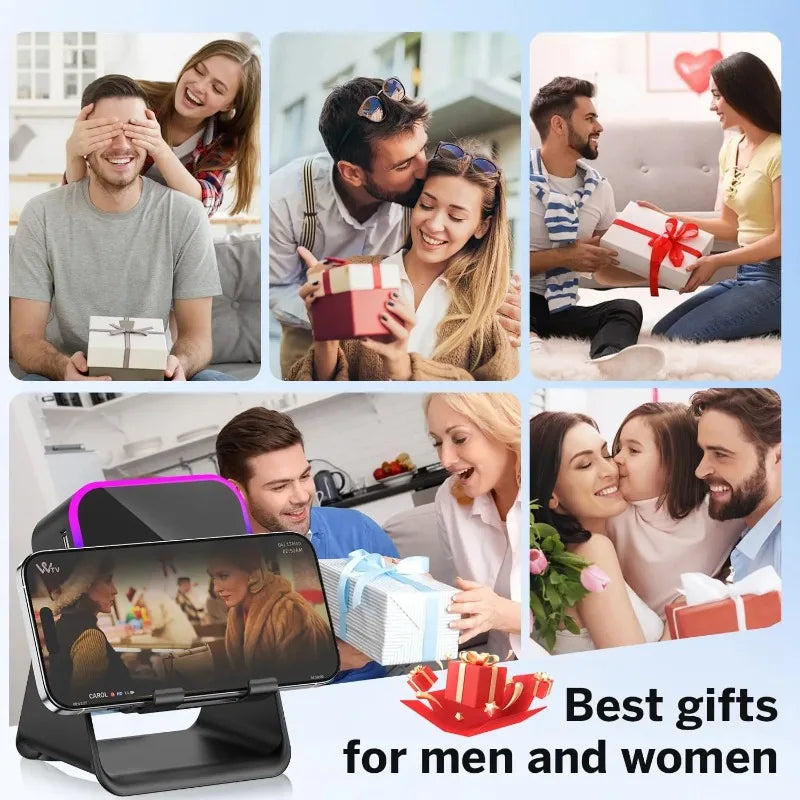 Altavoz Bluetooth Portátil con Soporte para Móvil y Luz RGB | Batería 5000 mAh