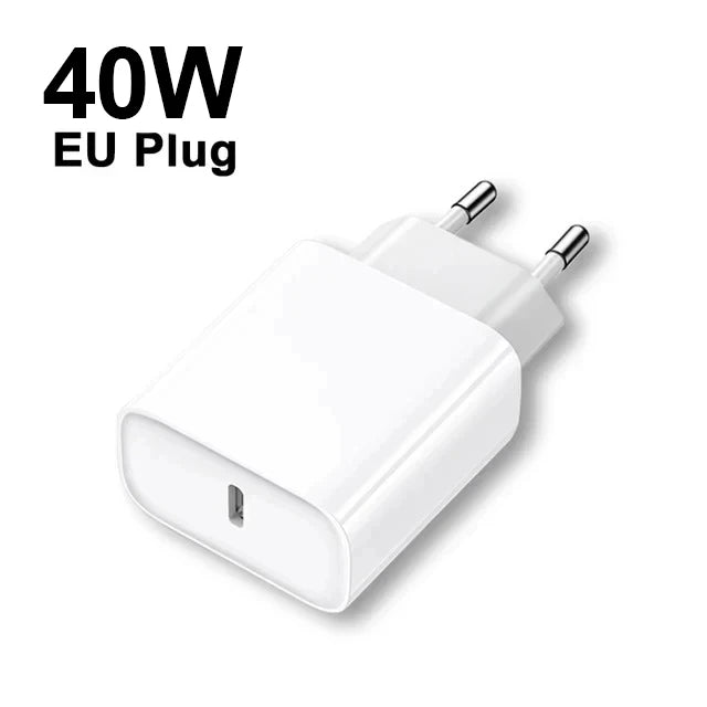 Cargador Rápido PD 40W GaN con Cable Trenzado USB-C | Para iPhone y Android