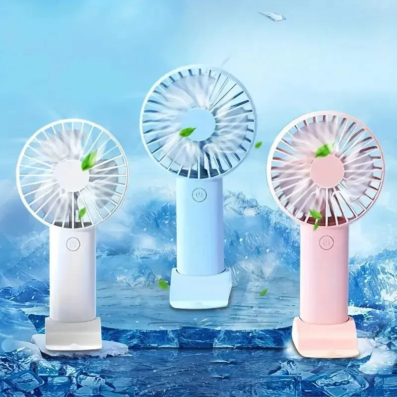 Mini Ventilador USB de Mano con Soporte para Móvil | Portátil 3 Velocidades