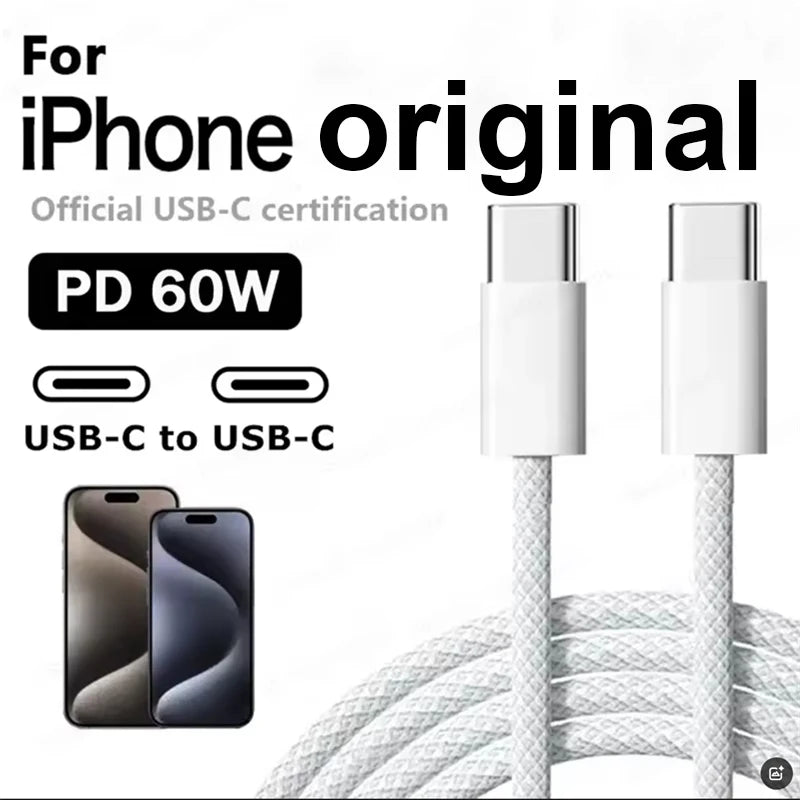 Cargador Rápido PD 40W GaN con Cable Trenzado USB-C | Para iPhone y Android