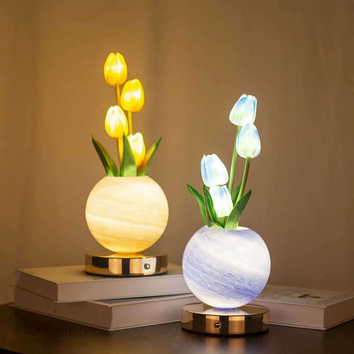 Lámpara nocturna LED de tulipanes recargable por USB