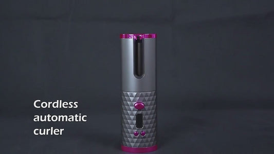 Rizador de pelo inalámbrico para ondas y rizos Pantalla LCD portátil 6 configuraciones de calor y temporizadores Rizador automático inalámbrico para viajes y uso doméstico.